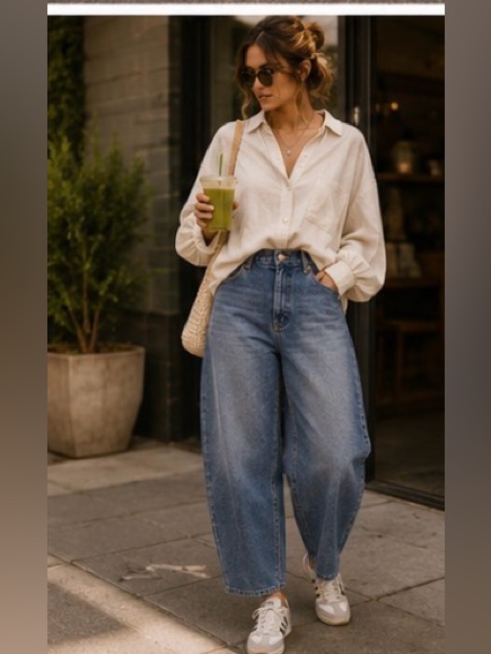 Wide-Leg High-Rise Jeans in Blue Denim